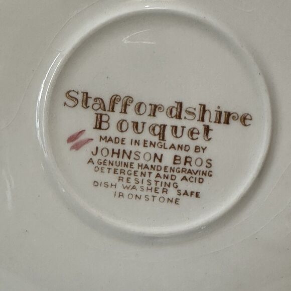 JOHNSON BROTHERS 5 Saucer Plates Staffordshire Bouquet Brown Multicolor VTG - Picture 3 of 10